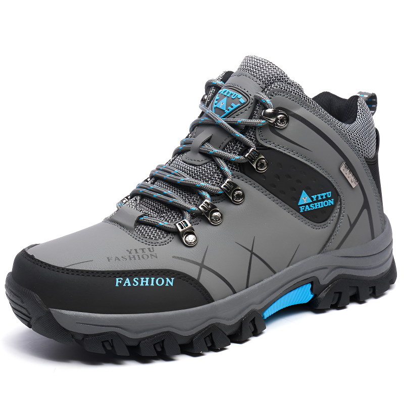 メンズハイキングシューズミッドカットの防水シューズベルベット暖かい綿の靴ハイキング秋と冬の旅行靴革で覆われた防水ハイキング靴